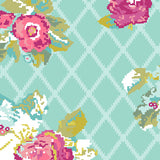 GRID by Katarina Roccella for Art Gallery Fabrics in Petalbit Trellis Aqua